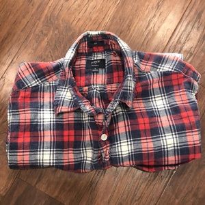 J Crew slim medium homespun navy red shirt
